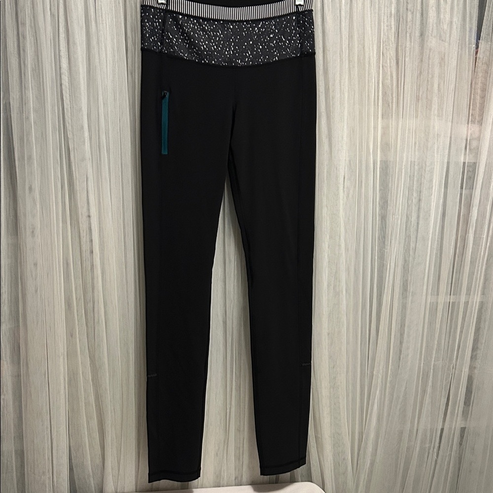 lululemon athletica Black Leggings with Patterned Waistband
